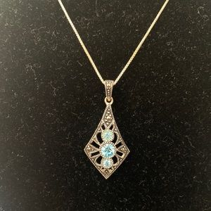 Marcasite pendant with silver necklace